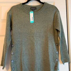 Fortune + Ivy Olive Button Detail Sweater NWT